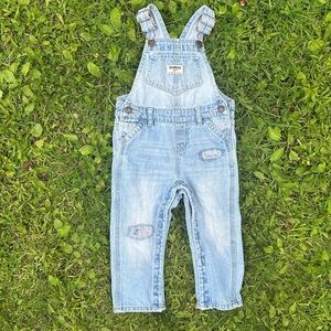 Vintage Oshkosh B’Gosh Toddler Girls Vestbak Denim Bibs Overalls Size 18M Cotton